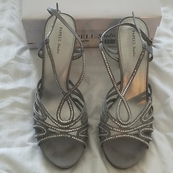 Pappell Studios Annabel Pewter Strappy Heels - Picture 1 of 7